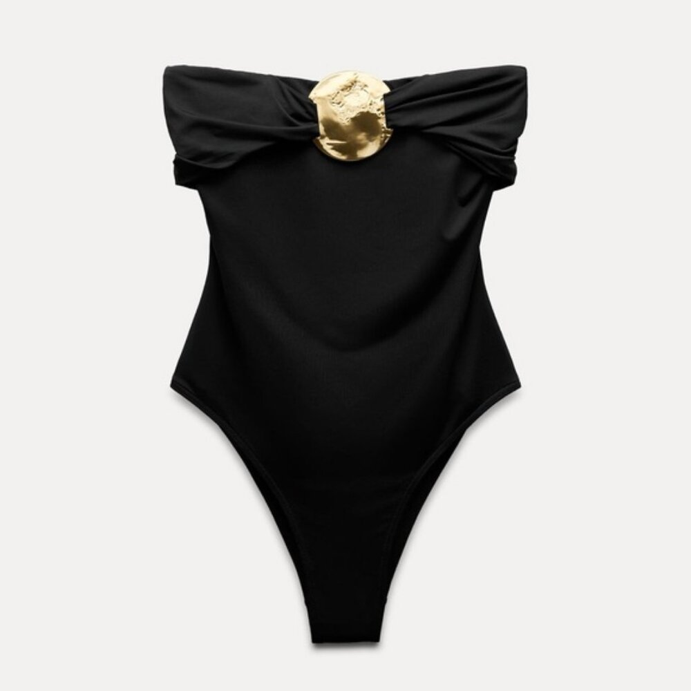 ZARA METAL TRIM BANDEAU SWIMSUIT - Picture 3 of 5